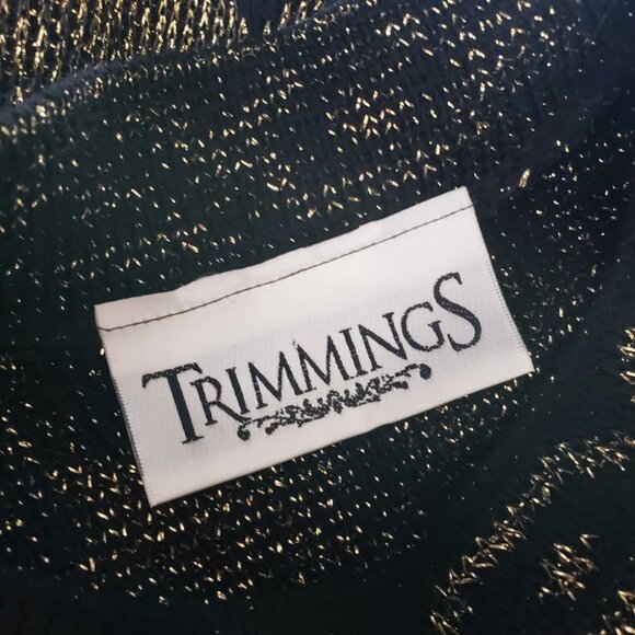 VINTAGE UGLY CHRISTMAS SWEATER-Black Gold Round Neck -SIZE 22W- 1980'S - Picture 11 of 12